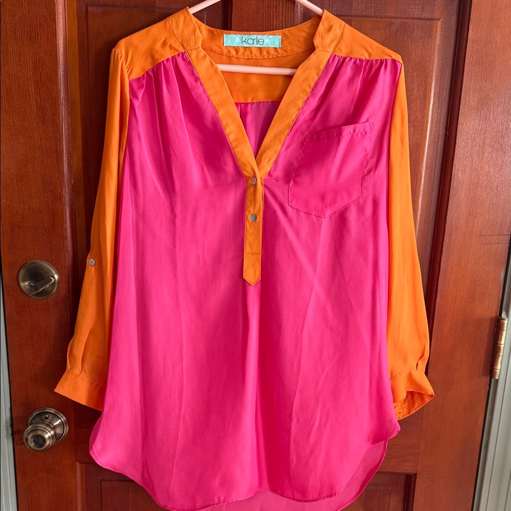 Karlie Vibrant Pink and Orange Blouse